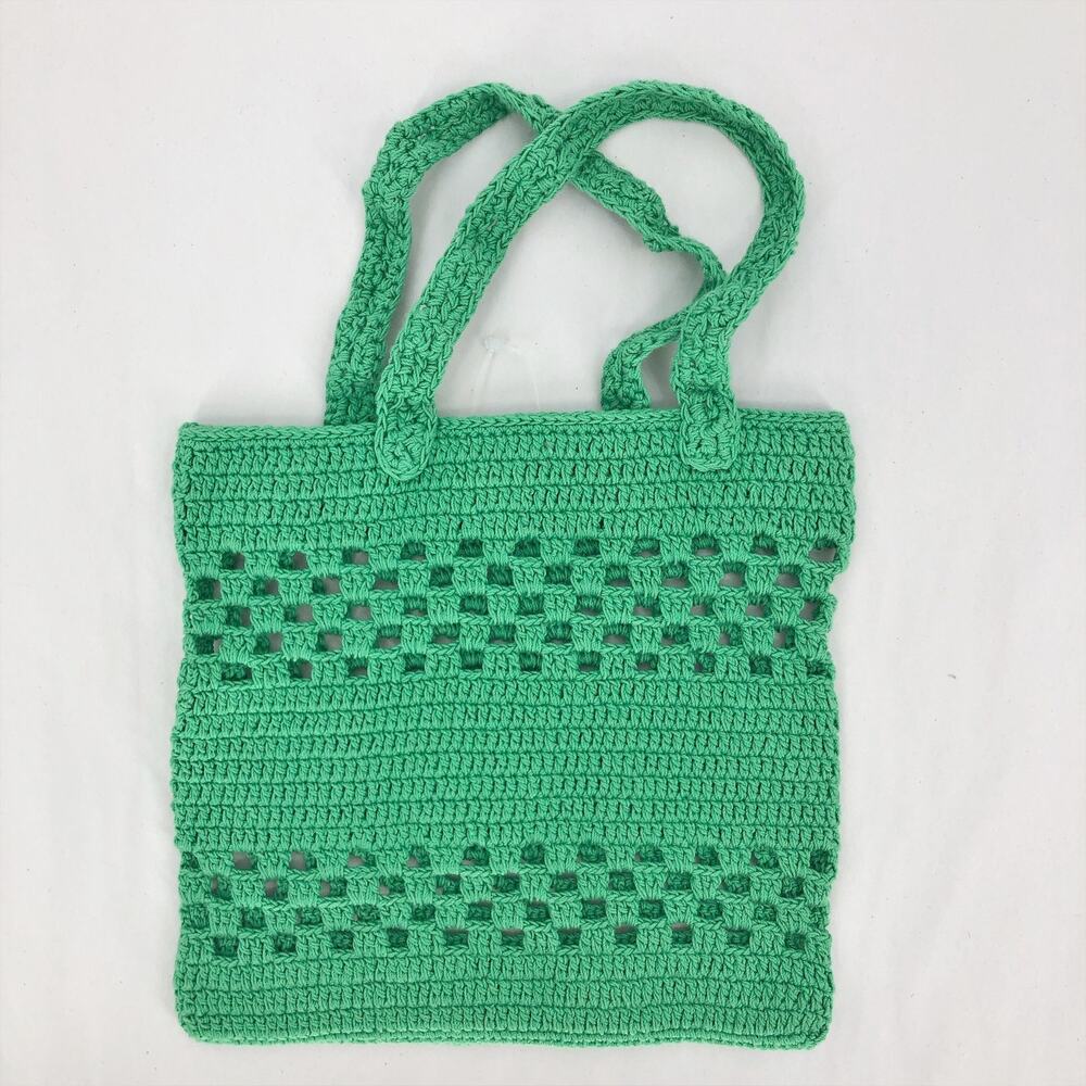 VENESSA ARIZAGA Crochet Mini Tote Bag in Green 8.5" W 8" L 100% Cotton NWOT - Picture 4 of 6